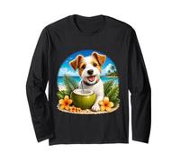 Funny Fox Terrier at The Beach Coconut Tropical Flowers Manche Longue