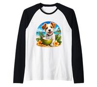 Funny Fox Terrier at The Beach Coconut Tropical Flowers Manche Raglan