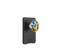 Funny Fox Terrier at The Beach Coconut Tropical Flowers PopSockets PopWallet pour MagSafe