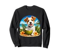 Funny Fox Terrier at The Beach Coconut Tropical Flowers Sweatshirt
