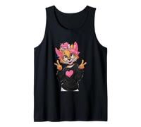 Funny Fox with Glasses Double Signe de Paix Hipster Kawaii Débardeur