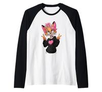 Funny Fox with Glasses Double Signe de Paix Hipster Kawaii Manche Raglan