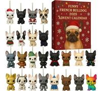 Funny French Bulldog Advent Calendar 2025 - 24-Day Countdown with Mini Frenchie Ornaments, Humorous Middle-Finger Dog Decorations, Novelty for Pet Lovers & Frenchie Owners(#A)