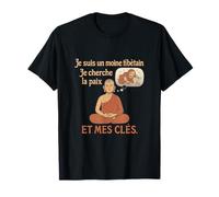 Funny French Monk Meditation Lost Keys Design: T-Shirt