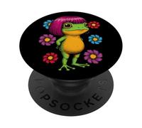 Funny Frog Bob Haircut Meme Silly Animal Humour Frog Lover PopSockets PopGrip Adhésif