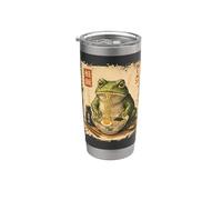 Funny Frog Eating Ramen Lunch Japanese Art Poster Gobelet isotherme en acier inoxydable double paroi
