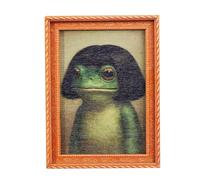 Funny Frog Fridge Magnet | Wood, 25g, 8x6x1cm | Cute Retro Mini Frog Art Photo Frame Magnet | Vintage Wooden Strong Magnetic Decor for Refrigerator Whiteboard