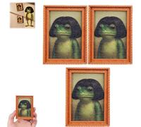 Funny Frog Magnet, Vintage Frog Art Refrigerator Magnet, Unique Vintage Art Frame with Strong Magnetic Back for Fridge Or Magnetic Board (3pcs)