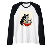 Funny Frog Ramen Sumi-e Kawaii Ink Painting Japanese Manche Raglan