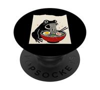 Funny Frog Ramen Sumi-e Kawaii Ink Painting Japanese PopSockets PopGrip Adhésif