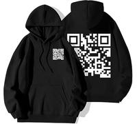 Funny Fu QR Code Sweat à capuche, Code QR Fuck You QR, Code QR Scan Joke Drôle Sweat à capuche unisexe, Hiver Épais, Code QR Scannable Sweat à capuche Unisexe, Noir , 5XL