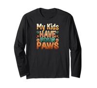 Funny Fur Parent Four Paws Animal Lover Design Manche Longue