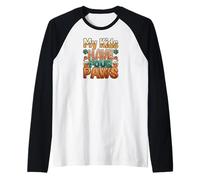 Funny Fur Parent Four Paws Animal Lover Design Manche Raglan