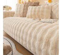 Funny Fuzzy Couch Cover, Sofa Cover Thick Rabbit Plush Sofa Cushion, New Non-Slip Sofa Cover Super Soft Throw Pillow Cover, Fluffy Couch Cushion Covers Furniture Protector(Beige,70 * 180cm)