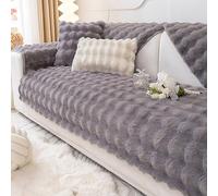Funny Fuzzy Couch Cover, Sofa Cover Thick Rabbit Plush Sofa Cushion, New Non-Slip Sofa Cover Super Soft Throw Pillow Cover, Fluffy Couch Cushion Covers Furniture Protector(Dark Grey,110 * 180cm)