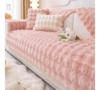 Funny Fuzzy Couch Cover, Sofa Cover Thick Rabbit Plush Sofa Cushion, New Non-Slip Sofa Cover Super Soft Throw Pillow Cover, Fluffy Couch Cushion Covers Furniture Protector(Pink,90 * 70cm)