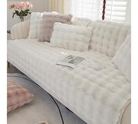 Funny Fuzzy Couch Cover, Sofa Cover Thick Rabbit Plush Sofa Cushion, New Non-Slip Sofa Cover Super Soft Throw Pillow Cover, Fluffy Couch Cushion Covers Furniture Protector(White,110 * 180cm)
