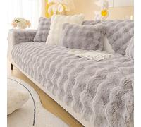 Funny Fuzzy Couch Cover, Sofa Cover Thick Rabbit Plush Sofa Cushion, New Non-Slip Sofa Cover Super Soft Throw Pillow Cover, Fluffy Couch Cushion Covers Furniture Protector(Gray,110 * 210cm)