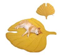 FUNNY FUZZY Couverture pour chiens et chats - 127 x 114 cm - Lavable en machine - Double face pour lit, canapé, sol, protection de meubles, jaune ginkgo