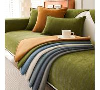 Funny Fuzzy Herringbone Chenille Fabric Furniture Protector Couch Cover, Funnyfuzzy Sofa Cover, Simple Striped Chenille Anti-Scratch Sectional Couch Cover (Coffee,Seat Cover--90*180cm/35*71in)