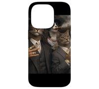 Funny Gangster Cat Gen Z Retro Hip Hop Well Dressed Cat Meme Coque pour iPhone 14 Pro