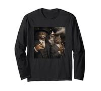 Funny Gangster Cat Gen Z Retro Hip Hop Well Dressed Cat Meme Manche Longue