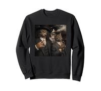 Funny Gangster Cat Gen Z Retro Hip Hop Well Dressed Cat Meme Sweatshirt