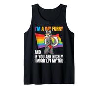 Funny Gay Furry Tail Pride Rainbow Queer Fox CSD Party LGBTQ Débardeur