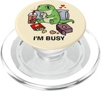Funny Gecko Im Busy Boba Tea Snacks Zoo Garçons Filles Enfants PopSockets PopGrip pour MagSafe