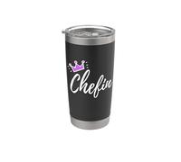 Funny German Saying "Chefin" Boss Purple Pink Crown Gobelet isotherme en acier inoxydable double paroi