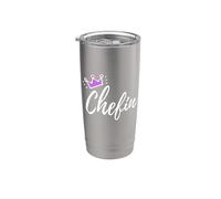 Funny German Saying "Chefin" Boss Purple Pink Crown Gobelet isotherme en acier inoxydable double paroi