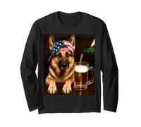Funny German Shepherd Drinking Beer Meme 4th of July USA Manche Longue