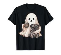 Funny Ghost Holding Black Pug Dog Meh Coffee Cup Halloween T-Shirt