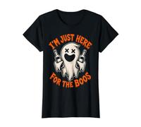 Funny Ghost I'm Just Here for Boos Boisson d'halloween T-Shirt Graphique avec Valeur, Femme, Noir, L