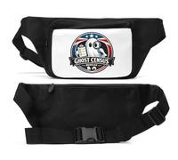 Funny Ghost with recensement checklist Illustration Unisex Waist Bag Black