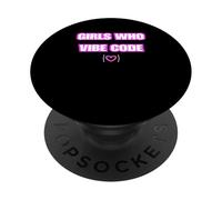 Funny Girls Who Vibe Code, IA Coder PopSockets PopGrip Adhésif