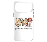 Funny Girls Womens Peace Love Cavaliers King Charles Spaniel Coque pour iPhone 17 Pro Max