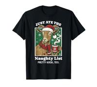 Funny Goat Christmas Santa Naughty List Coffee Citation T-Shirt