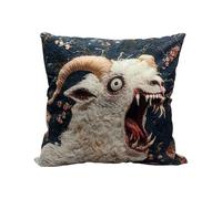 Funny Goat Pillow Cover-18 x 18 pouces Rustic Screaming Sheep Head Home Decor, Decorative Linen Throw Pillow Case For Sofa & Couch, Unique Gag Gift For Thanksgiving, New Year & Gamers