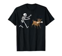 Funny Goat Running Skeleton Halloween T-Shirt