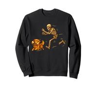 Funny Golden Retriever Halloween Steal Bone Skeleton Chase Sweatshirt
