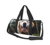 Funny Golden Retriever Sac de voyage rond pliable pour le week-end, le week-end, le sport, la gym, noir, taille unique, Noir , Taille unique