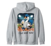 Funny Goose Baseball Stadium Spectator Je vis Ici Maintenant Sweat à Capuche