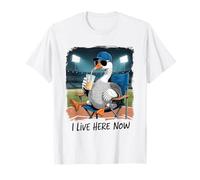 Funny Goose Baseball Stadium Spectator Je vis Ici Maintenant T-Shirt
