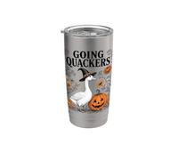 Funny Goose Halloween Witch Pumpkin Fall Spooky Season Gobelet isotherme en acier inoxydable double paroi