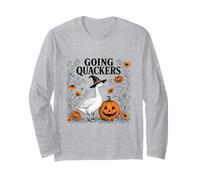 Funny Goose Halloween Witch Pumpkin Fall Spooky Season Manche Longue