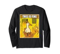 Funny Goose This Is Fine Humour Meme Hommes Femmes Manche Longue