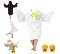 Funny Goose Wearable Blanket,Wearable Goose Blanket Hoodie Onesie,White Cosplay Onesie Goose Costume,Oversized Duck Animal Hoodie (White, XXL)
