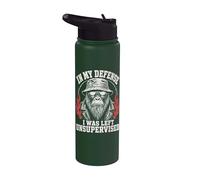 Funny Gorilla In My Defense I Was Left Unsupervised Apparel Stainless Steel Insulated Water Bottle