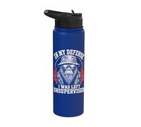 Funny Gorilla In My Defense I Was Left Unsupervised Apparel Stainless Steel Insulated Water Bottle